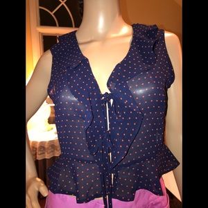 NWT Forever 21 Sleeveless Top Navy Red Size S